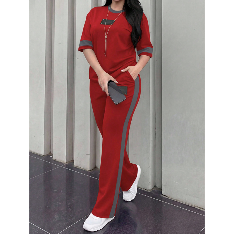 🔥Zweiteiliges Freizeit-Lounge-Set für Damen mit Streifenmuster