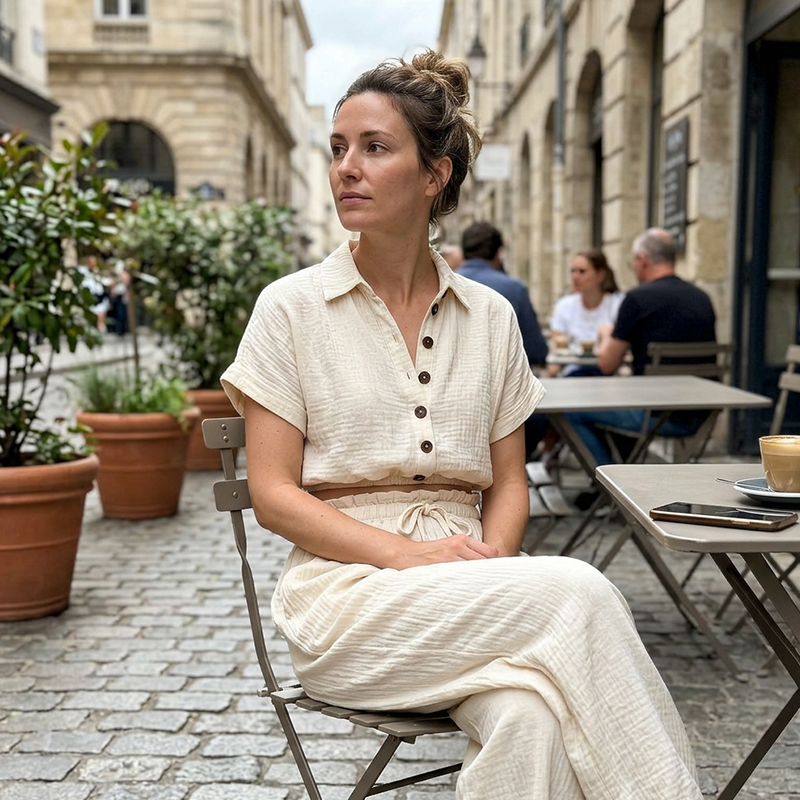 🔥Neuheiten jetzt im Angebot – Damenmode: Sommer-Set aus einfarbigen, locker sitzenden Kleidungsstücken mit Knöpfen