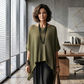 Damen-Strickoberteil mit Batwing-Ärmeln und Aussparungen