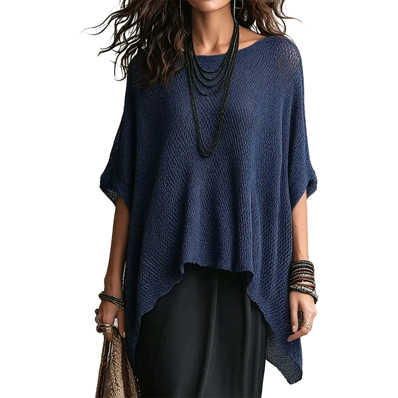 Damen-Strickoberteil mit Batwing-Ärmeln und Aussparungen
