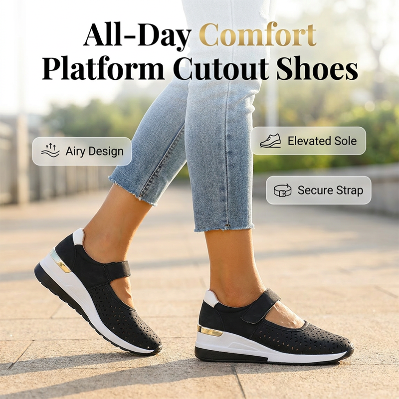 Damen atmungsaktive Plateauschuhe mit Cutout