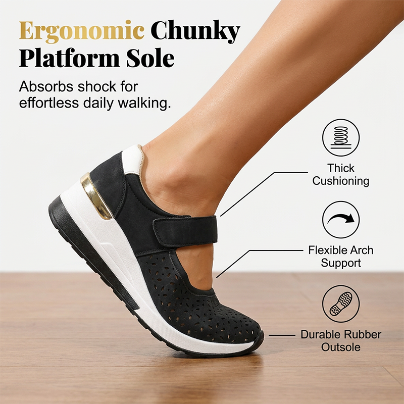 Damen atmungsaktive Plateauschuhe mit Cutout