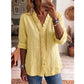 👚✨Lässige Damenbluse mit V-Ausschnitt und Rüschenbesatz – müheloser, femininer Alltagslook🌸