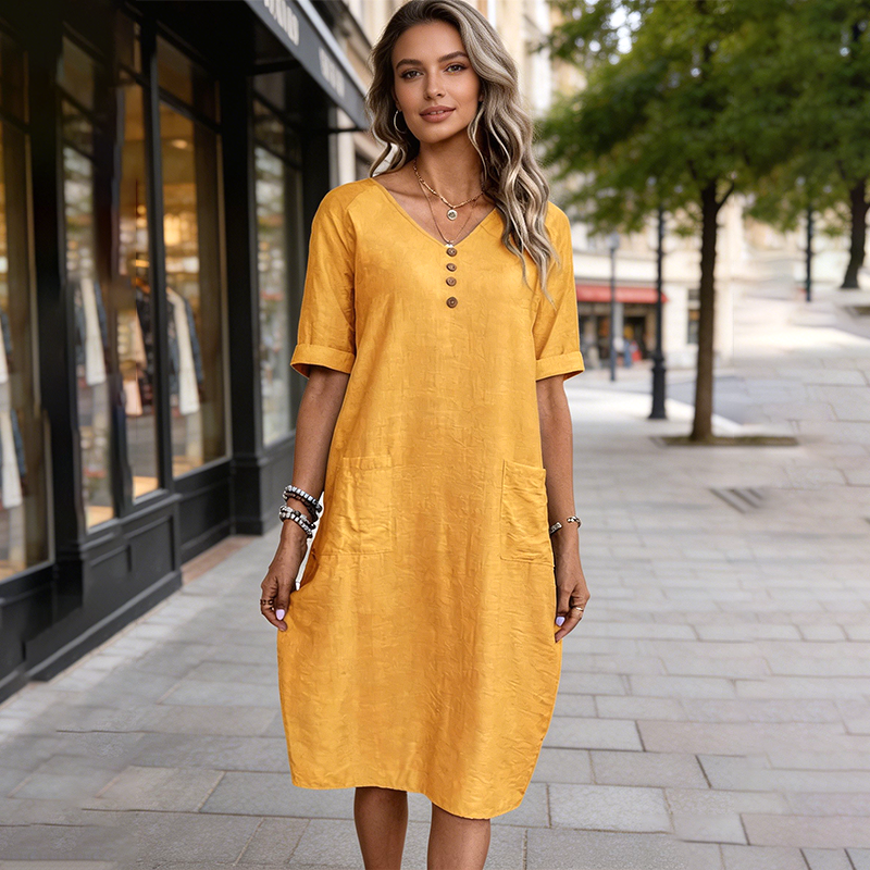 Sommerkleid für Damen mit V-Ausschnitt und lockerer Passform