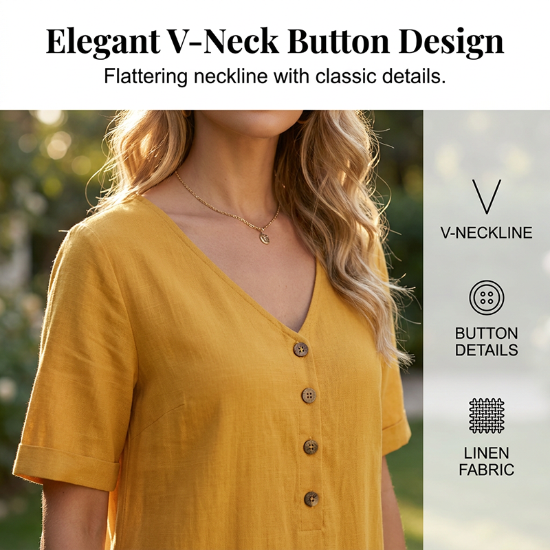 Sommerkleid für Damen mit V-Ausschnitt und lockerer Passform