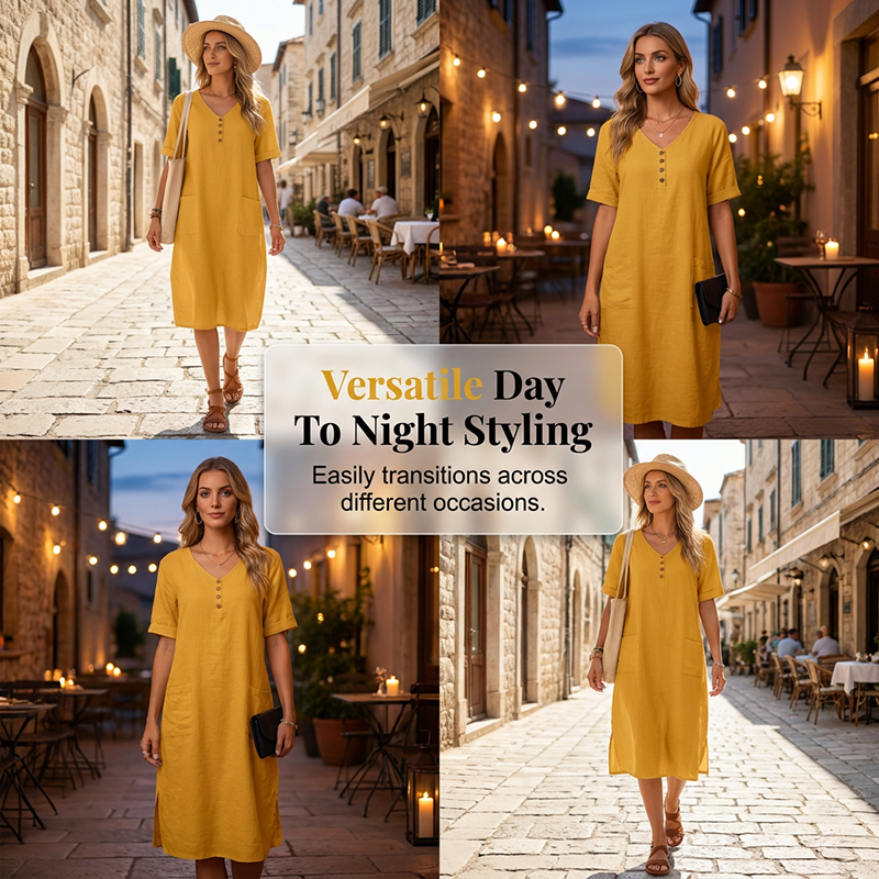 Sommerkleid für Damen mit V-Ausschnitt und lockerer Passform