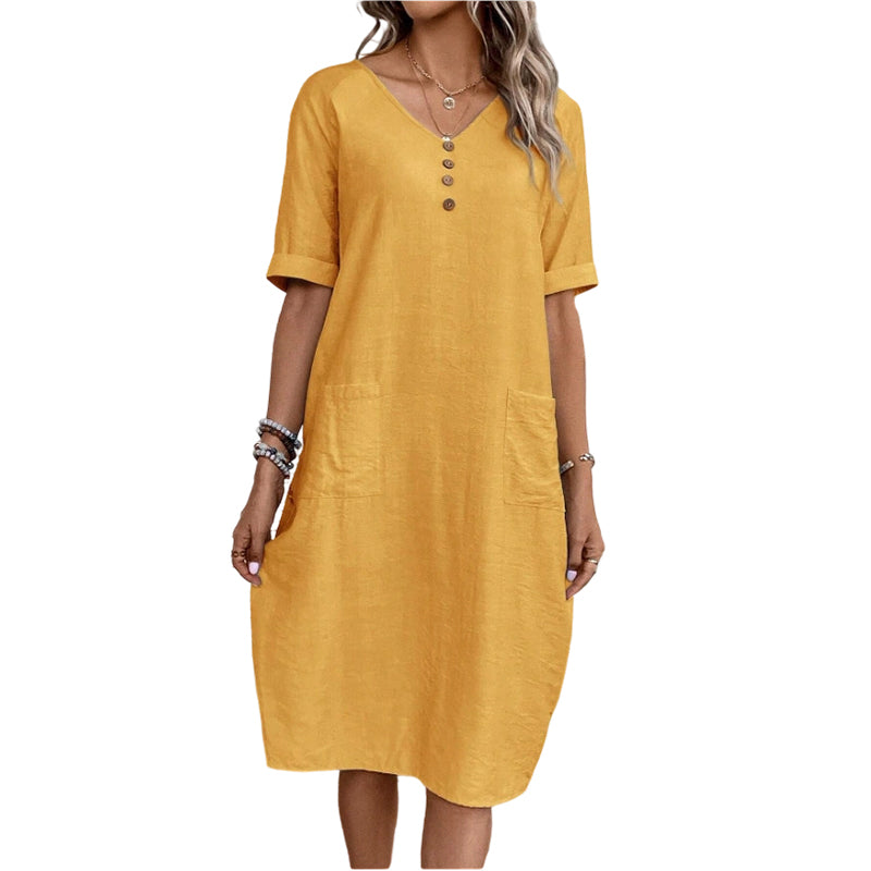 Sommerkleid für Damen mit V-Ausschnitt und lockerer Passform