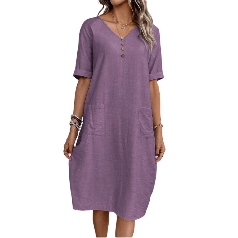 Sommerkleid für Damen mit V-Ausschnitt und lockerer Passform