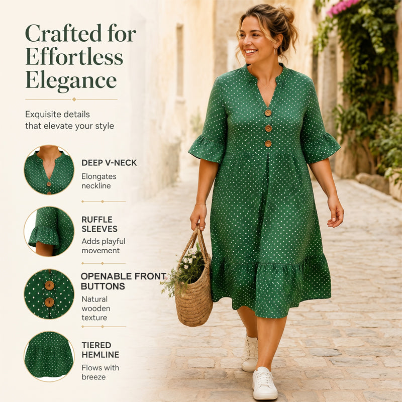 👗Sommerkleid für Damen mit Polka-Dots und Rüschenärmeln – mühelos schick und figurschmeichelnd ✨