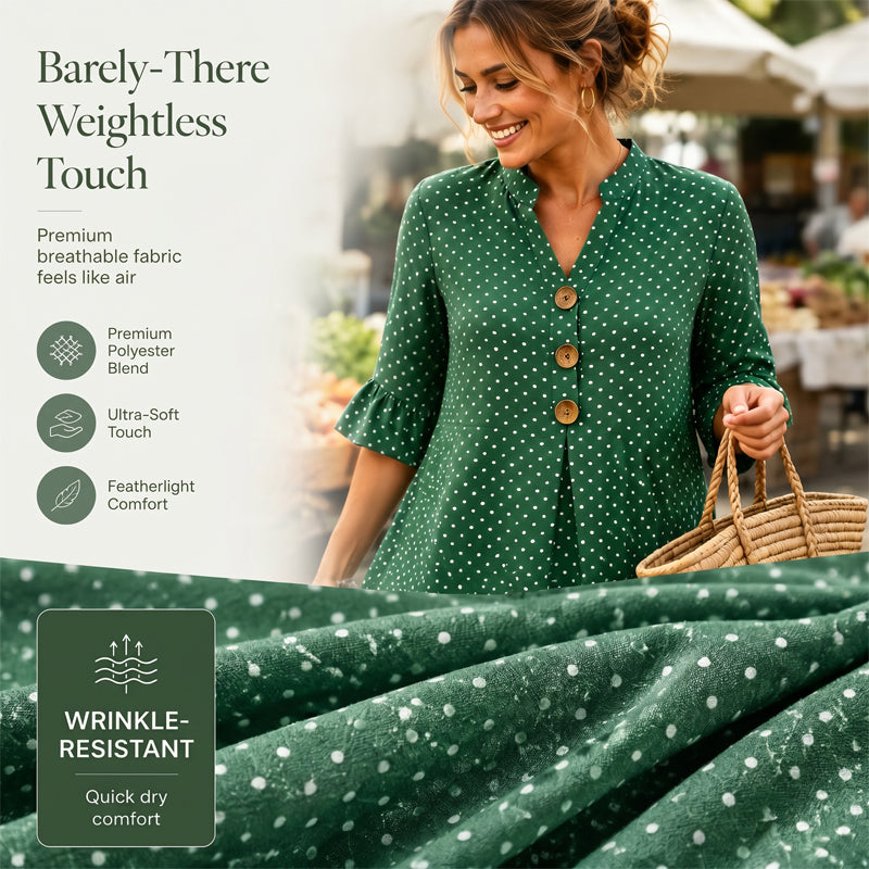 👗Sommerkleid für Damen mit Polka-Dots und Rüschenärmeln – mühelos schick und figurschmeichelnd ✨