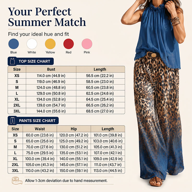 👗Set aus ärmellosem Neckholder-Oberteil und Leopardenmuster-Hose für Damen – ein auffälliges, schickes und lässiges Sommeroutfit🔥