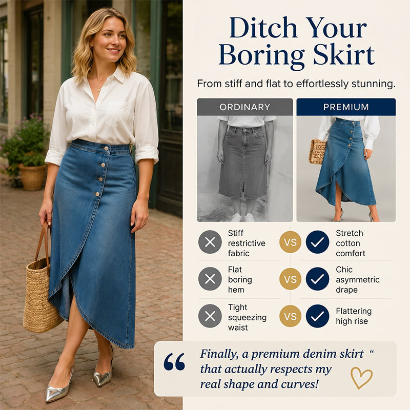 💙🔥Damenrock aus Denim mit hoher Taille und unregelmäßigem Schnitt – lässiger Vintage-Style