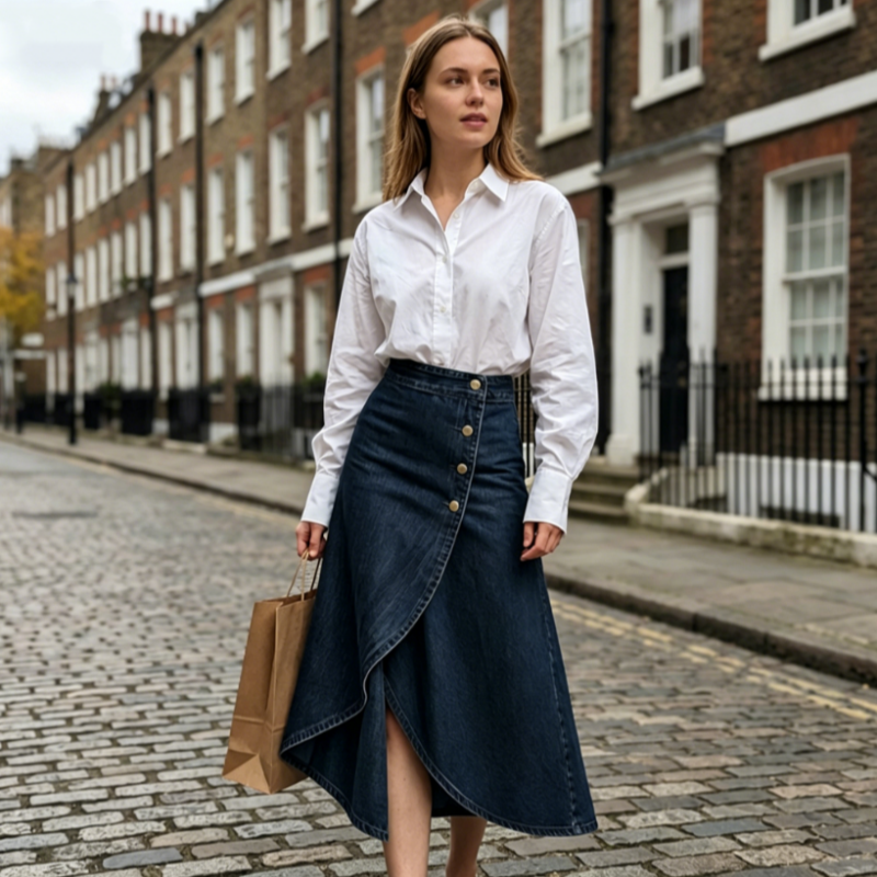 💙🔥Damenrock aus Denim mit hoher Taille und unregelmäßigem Schnitt – lässiger Vintage-Style