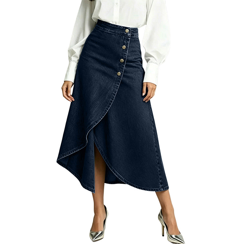 💙🔥Damenrock aus Denim mit hoher Taille und unregelmäßigem Schnitt – lässiger Vintage-Style