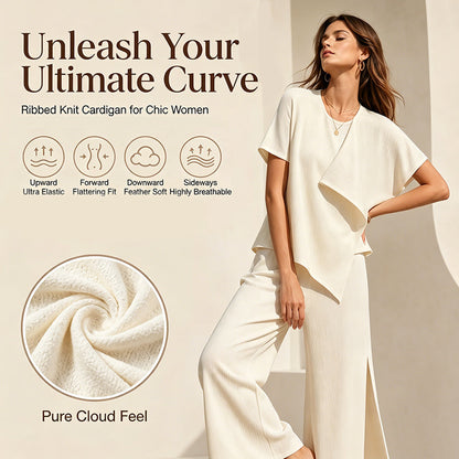 👗Set aus asymmetrischem Damenoberteil und weit geschnittener Hose mit Schlitz – elegantes Statement-Set ✨