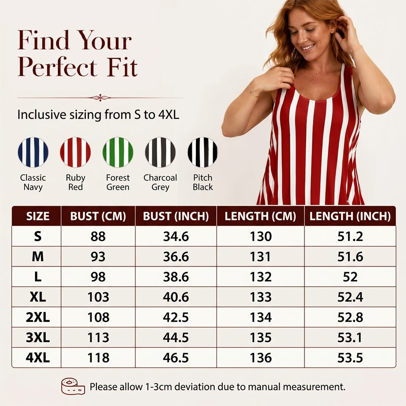 Gestreiftes, ärmelloses Maxikleid für Damen