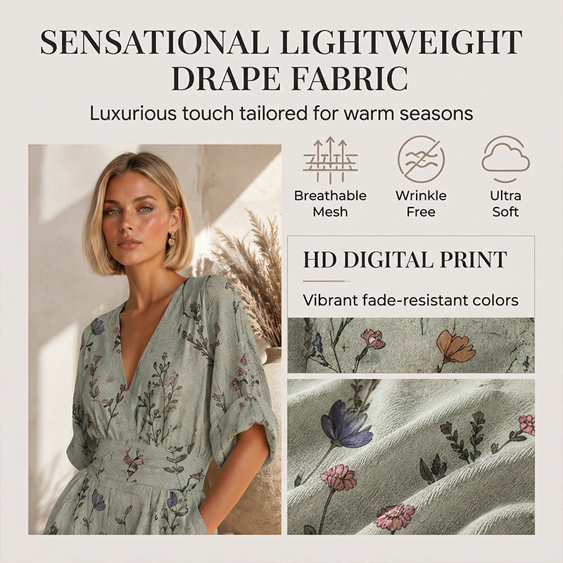 Damen elegantes V-Ausschnitt-Print-Jumpsuit