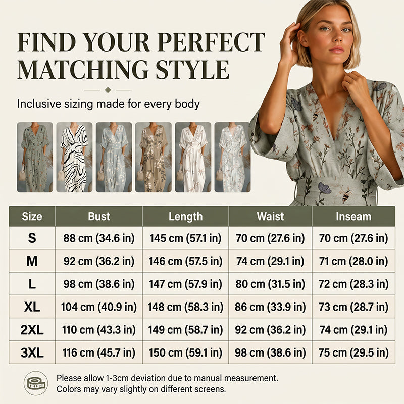 Damen elegantes V-Ausschnitt-Print-Jumpsuit