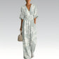 Damen elegantes V-Ausschnitt-Print-Jumpsuit
