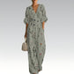 Damen elegantes V-Ausschnitt-Print-Jumpsuit