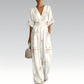Damen elegantes V-Ausschnitt-Print-Jumpsuit