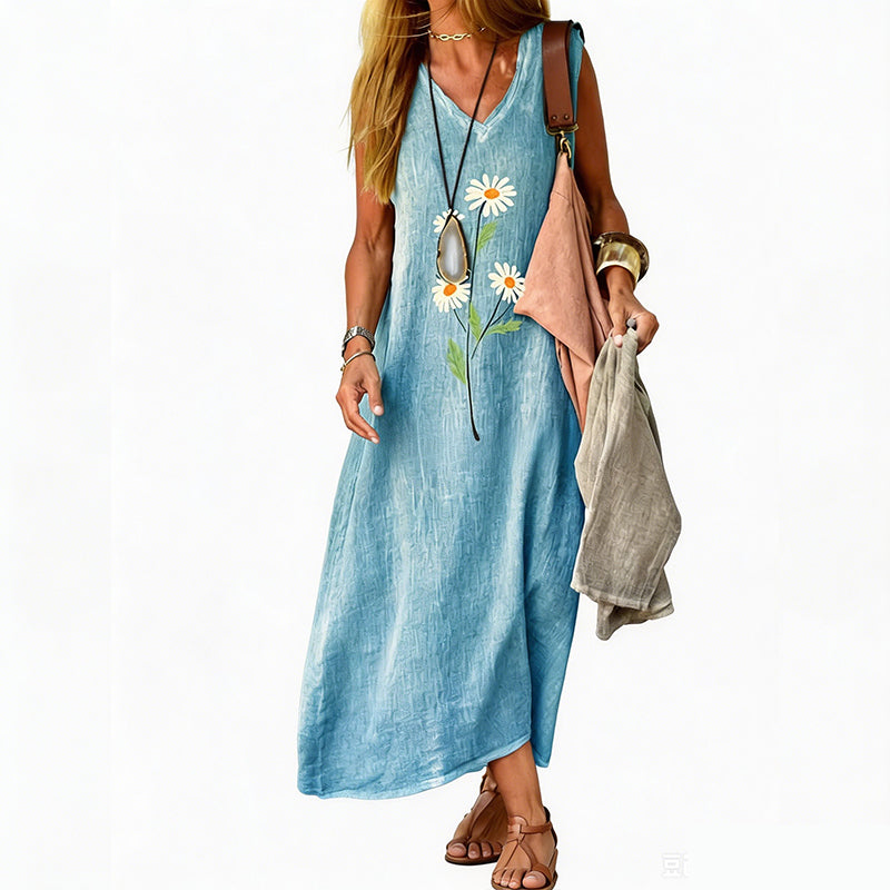 👗 50% RABATT! 🌼 Ärmelloses Sommerkleid mit Gänseblümchenprint für Damen – Leicht, luftig & romantisch – Perfekt für Strand, Gartenpartys oder heiße Sommertage – verspielt und bequem ✨☀️