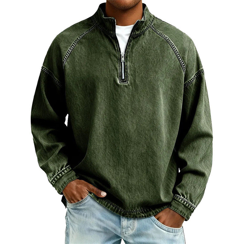 👕Herren-Pullover mit halbem Reißverschluss im Vintage-Look – Lässiges Sweatshirt im Streetstyle ✨