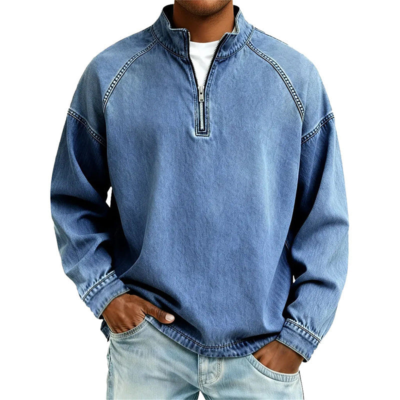 👕Herren-Pullover mit halbem Reißverschluss im Vintage-Look – Lässiges Sweatshirt im Streetstyle ✨