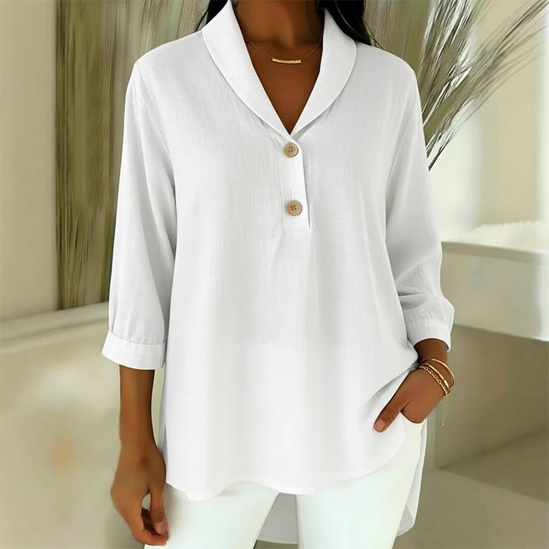 Damen Schalkragen-Knopfleistenbluse