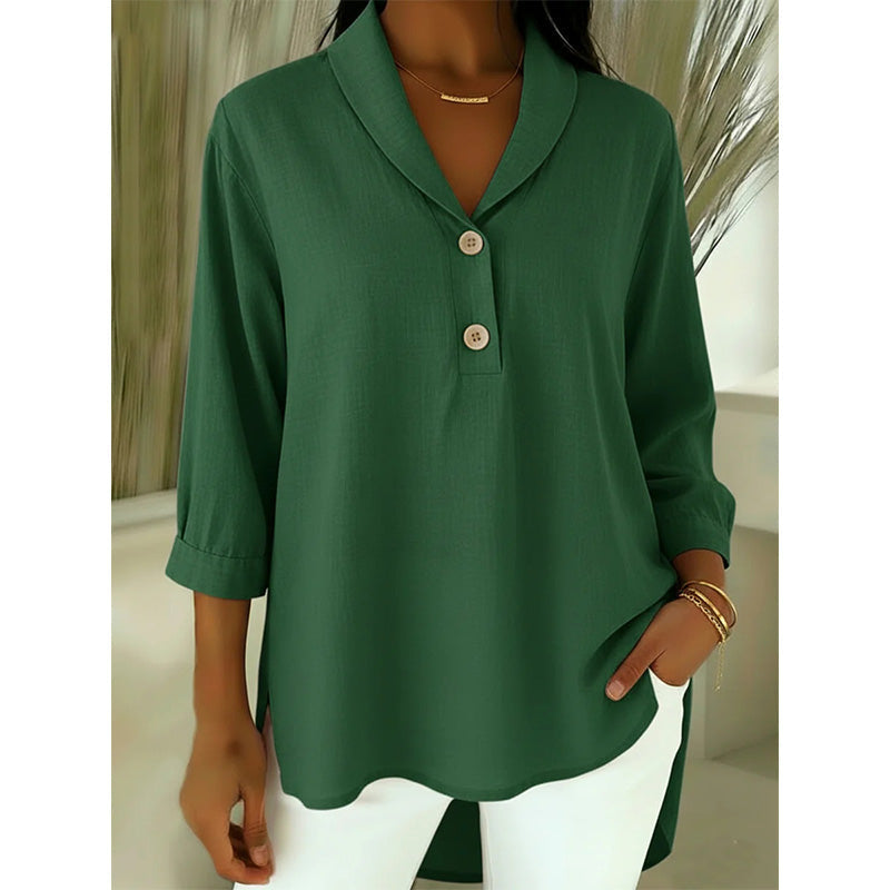 Damen Schalkragen-Knopfleistenbluse