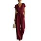 Damen V-Ausschnitt Weitbein-Jumpsuit mit Taillenschleife