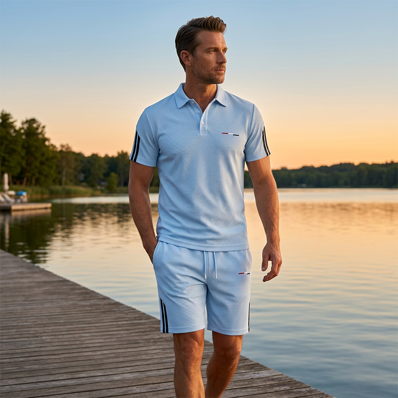 👕 2-teiliges Freizeit-Set für Herren – Kurzarm-Oberteil & Shorts, atmungsaktiv, bequem & vielseitig für Alltag, Sport & Reisen ☀️🩳