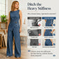 ⌛Zeitlich begrenztes Angebot – Ärmelloser, asymmetrischer Denim-Wickel-Jumpsuit für Damen