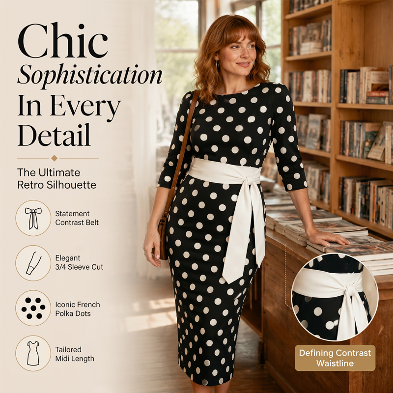👗🌸 Elegantes Retro-Polka-Kleid – zeitlos und feminin