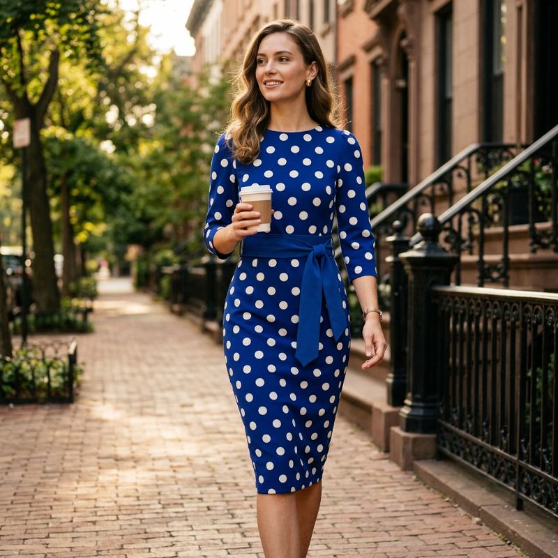 👗🌸 Elegantes Retro-Polka-Kleid – zeitlos und feminin