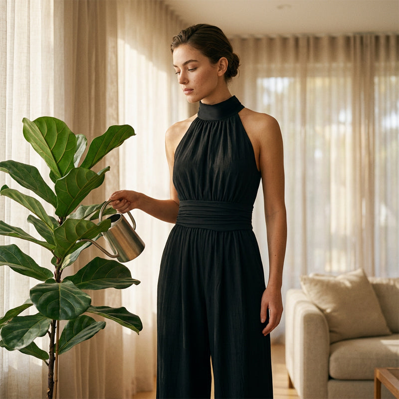 ✨Ärmelloser, weit geschnittener Jumpsuit mit Neckholder