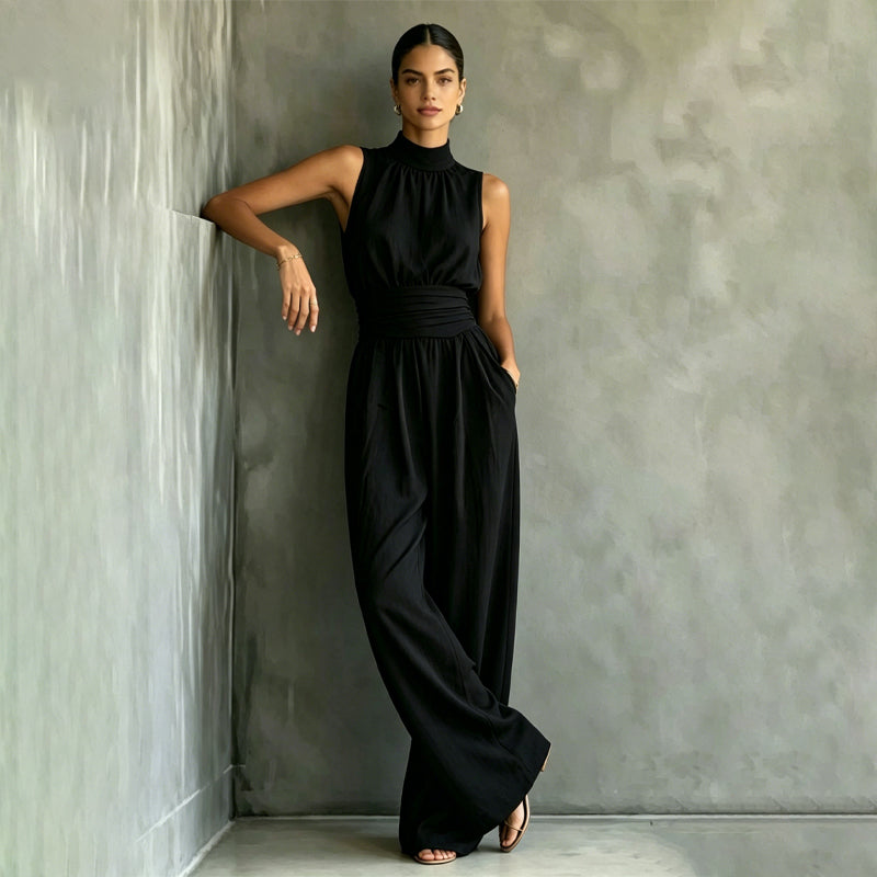 ✨Ärmelloser, weit geschnittener Jumpsuit mit Neckholder