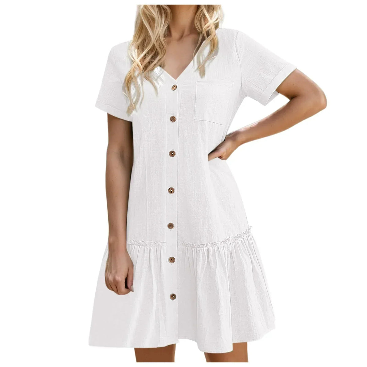 ⌛Zeitlich begrenztes Angebot – Lässiges Kleid aus Baumwoll-Leinen-Mischgewebe