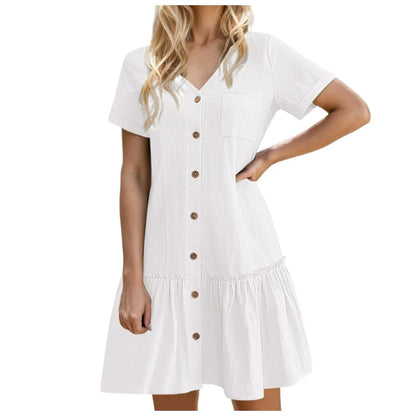⌛Zeitlich begrenztes Angebot – Lässiges Kleid aus Baumwoll-Leinen-Mischgewebe