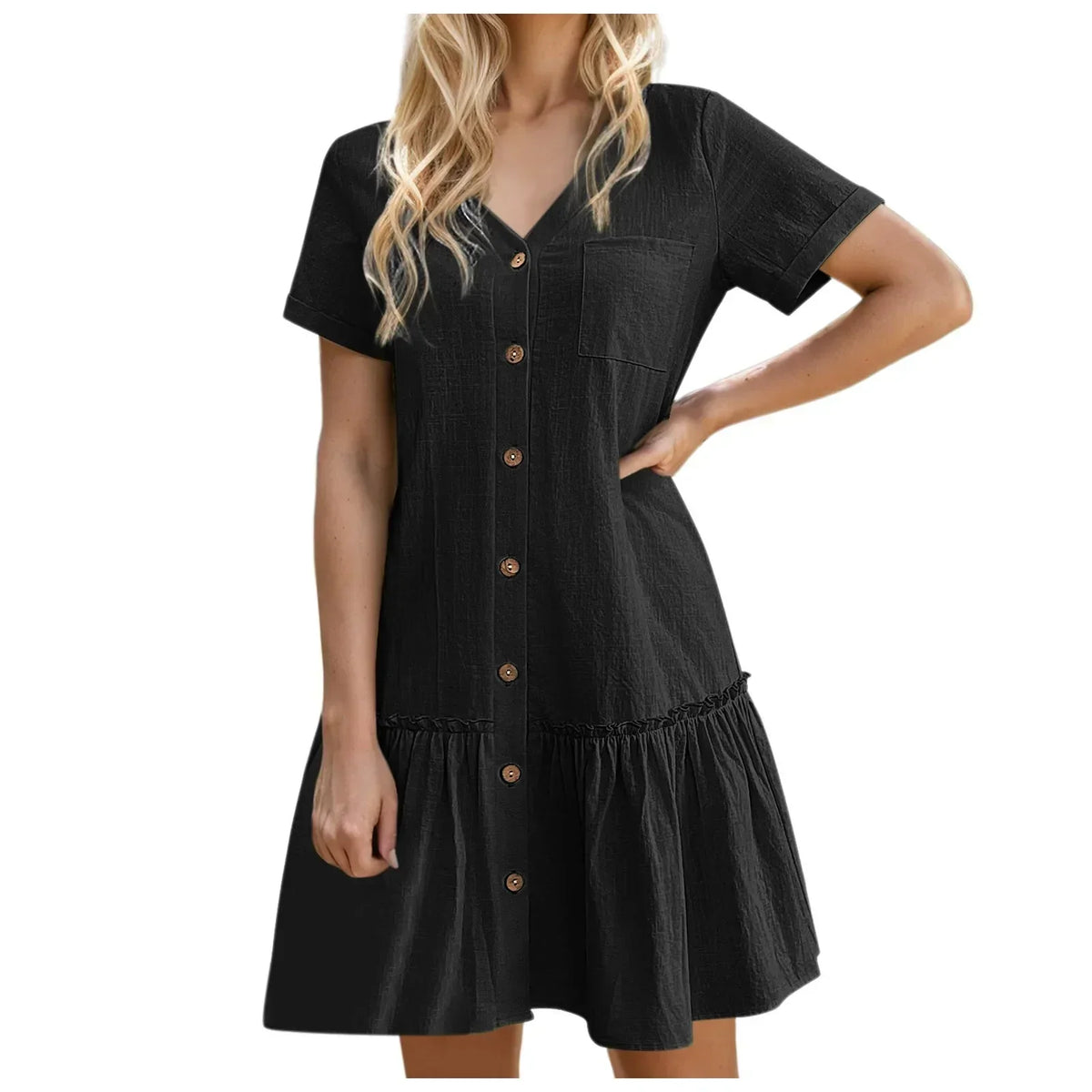 ⌛Zeitlich begrenztes Angebot – Lässiges Kleid aus Baumwoll-Leinen-Mischgewebe