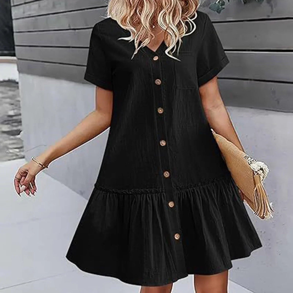 ⌛Zeitlich begrenztes Angebot – Lässiges Kleid aus Baumwoll-Leinen-Mischgewebe