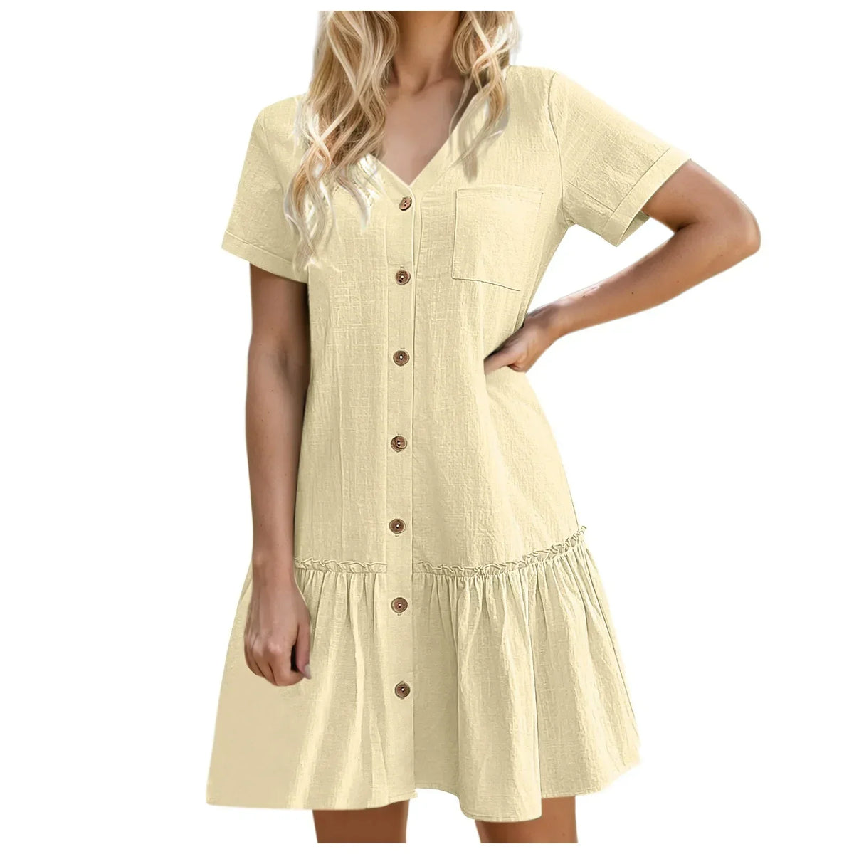 ⌛Zeitlich begrenztes Angebot – Lässiges Kleid aus Baumwoll-Leinen-Mischgewebe