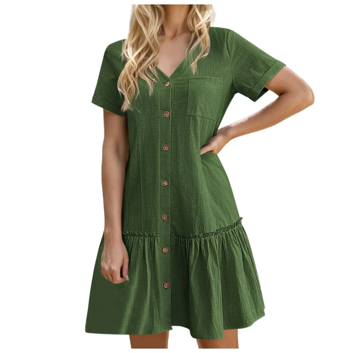 ⌛Zeitlich begrenztes Angebot – Lässiges Kleid aus Baumwoll-Leinen-Mischgewebe