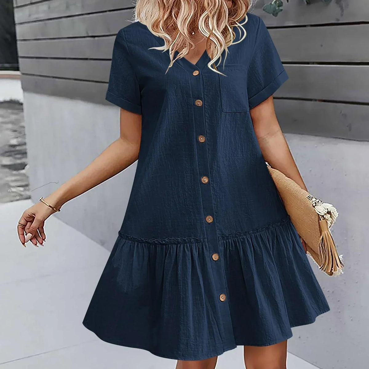 ⌛Zeitlich begrenztes Angebot – Lässiges Kleid aus Baumwoll-Leinen-Mischgewebe
