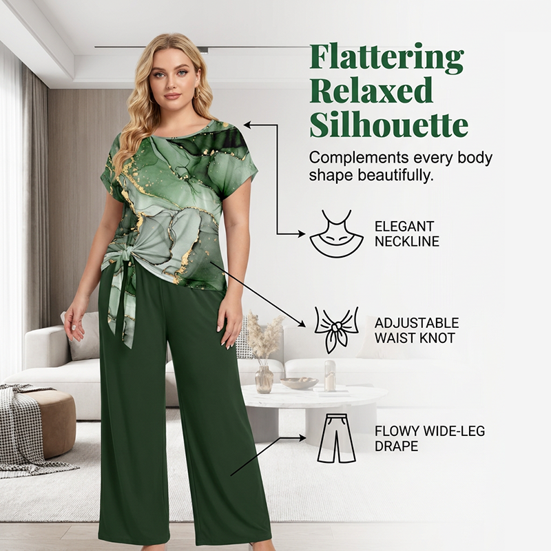 Frauen elegantes zweiteiliges Set mit Print
