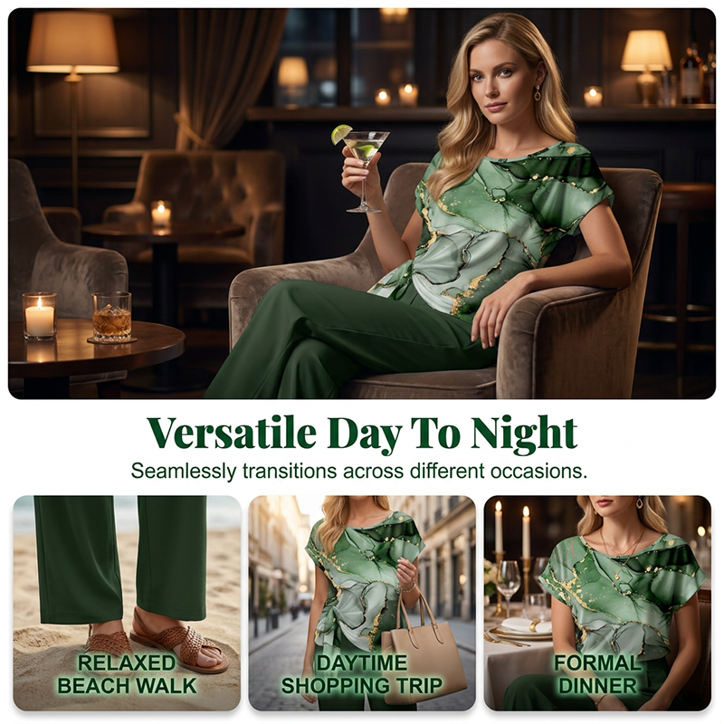 Frauen elegantes zweiteiliges Set mit Print