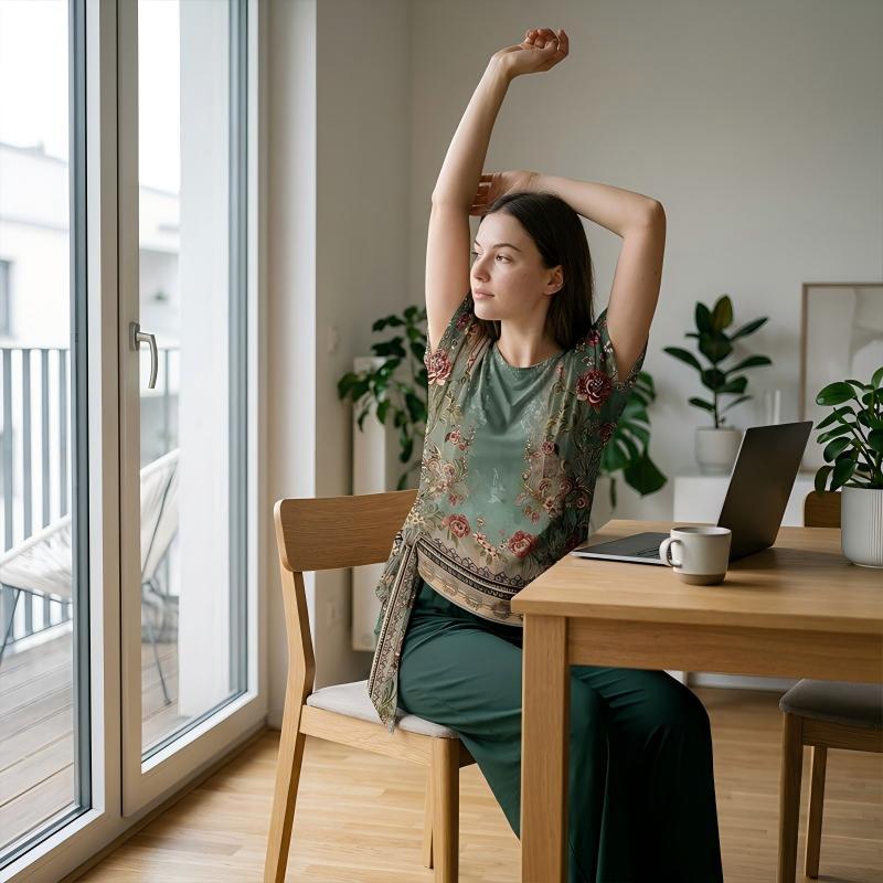 Frauen elegantes zweiteiliges Set mit Print