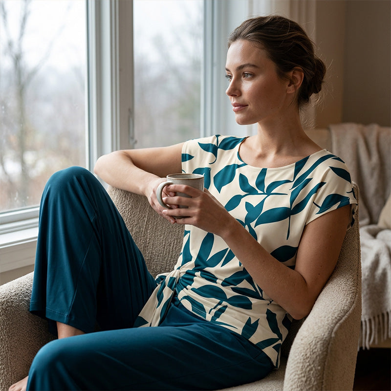 Frauen elegantes zweiteiliges Set mit Print