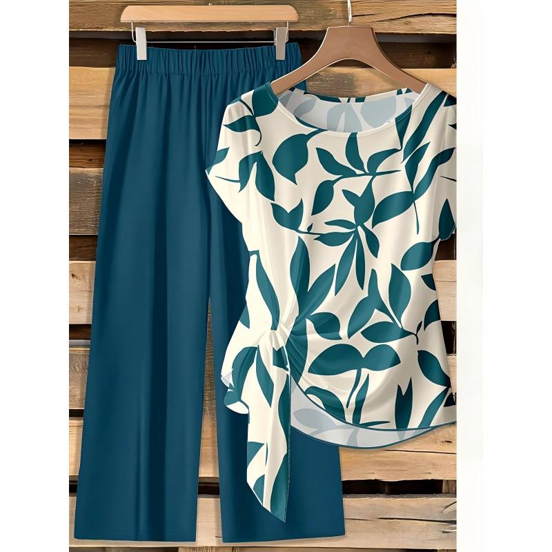 Frauen elegantes zweiteiliges Set mit Print