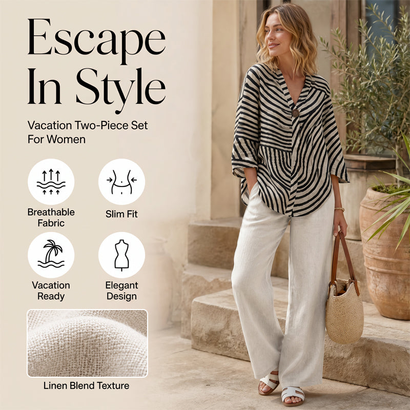 Damen gestreiftes zweiteiliges Sommer-Set